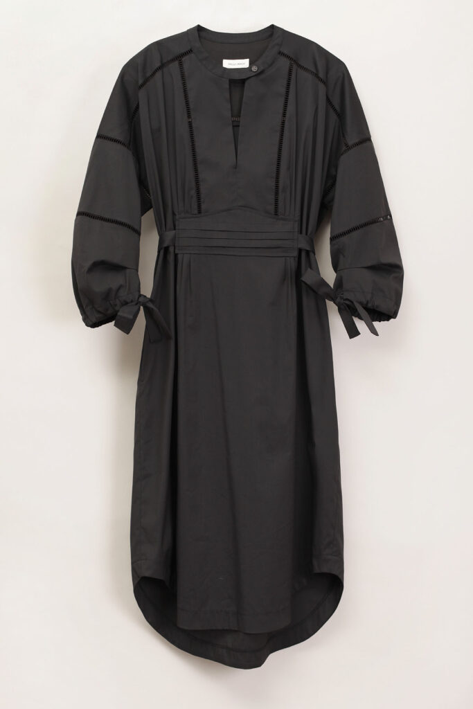paula-immich-Kleid aus schwarzem Baumwoll-Nylongemisch mit Hohlsaumstickerei